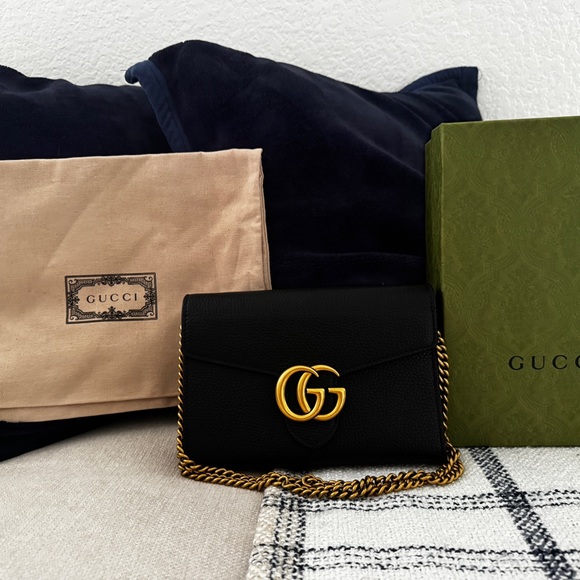 Gucci Handbags - Gucci GG Marmont Small Shoulder Bag Black Leather w/ Box & Dust Bag